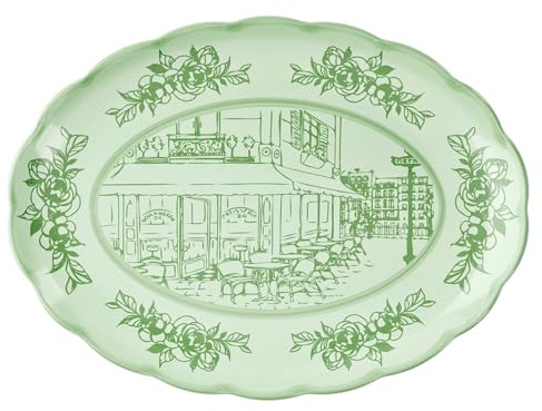 Guzzini - Vassoio Ovale grande in melamina Josephine 'Table Decor' (Verde Polvere)
