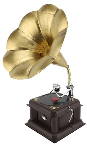 Asixxsix Vintage-Phonographenmodell, Plattenspieler aus Eisen, Retro-Phonograph, Grammophon, Plattenspieler, Dekoration für Zuhause, Eingangsbereich, Schlafzimmer (Bronze)