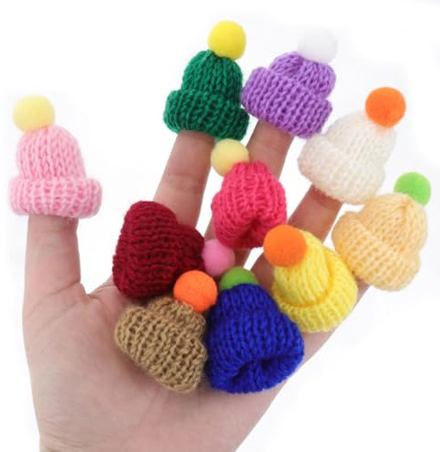 Healeved 10 Stück Mini Strickmützen Zum Basteln 4.50X3.50X3.50Cm Buntes Diy Zubehör Für Kreative Handgemachte Deko Weihnachten Und Bastelprojekte