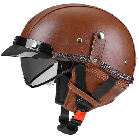 Demi Casque Moto Casque Bol Casque Moto Jet Vintage Casque Ouverte avec Visière Casque Cyclomoteur Casque Scooter Homologué ECEDOT Casque Demi Casque de Moto Unisexe