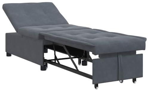 vidaXL Soffsäng Mörkgrå 194 x 67 x 82 cm Sammet, Vardagsrum, Modern, Omvandlingsbar Bäddsoffa, Lyxigt Sammet Sittande, Utrymmessparande, Multifunktionell Inomhus Lounge