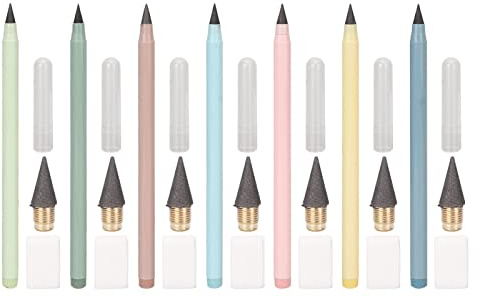 Lápiz sin tinta Colores brillantes Juego de lápices Everlasting con cubierta de lápiz de borrador 7 paquete para estudiantes maestros escribiendo pintura