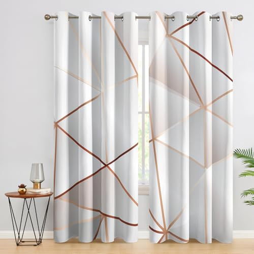 Generisch Abstrakt Geometrie Vorhänge Wohnzimmer, Verdunklungsvorhänge Moderne Geometrie Kunst mit Ösen, Vorhang Blickdicht mit Muster, Gardinen für Wohnzimmer Deko 2er Set, H 166 X B 75 cm B-G11