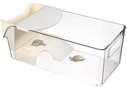 Schildkrötenhaus - Schildkrötengehege, 37cm Reptilien Terrarium - Transparentes Gehege für Landschildkröten, Krebse, Frösche & Reptilien, vielseitig nutzbar für Fütterung & Sonnenbaden