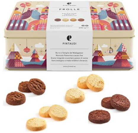Pintaudi | Rollos Surtidos Receta Tradicional | Galletas Mantequilla Pura 4 Sabores | Mantequilla Frollini Normandía | Rollos Clásicos Lata Metal - 280 Gr