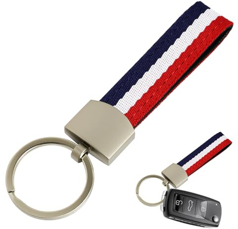 Sariputa Porte-clés drapeau de la France, drapeau français porte-clés en toile et anneau en métal, pas facile à casser, tendance, inoxydable et résistant à la lumière