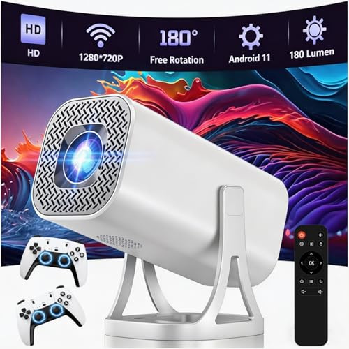 S40 Ultra Smart Projector Game Projectors 36000+ Games 14 Emualtors,Auto Keystone Mini Projector with Android 11 & Wiresless Handles,2.4G+5G WiFi & BT,180° Rotatable Outdoor Home Cinema Projectors