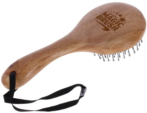 Kerbl MagicBrush mans- och svansborste – högkvalitativ naturlig träborste för hästar | ergonomiskt handtag, elastiska borst och mild hårbottenmassage | Perfekt för man och svansvård