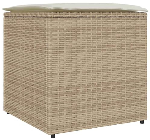 Tomostar Gartentruhe für den Außenbereich, Truhe, Aufbewahrungsbox, Garten, mit Aufbewahrung, Beige, 50 x 50 x 50 cm, Polyrattan
