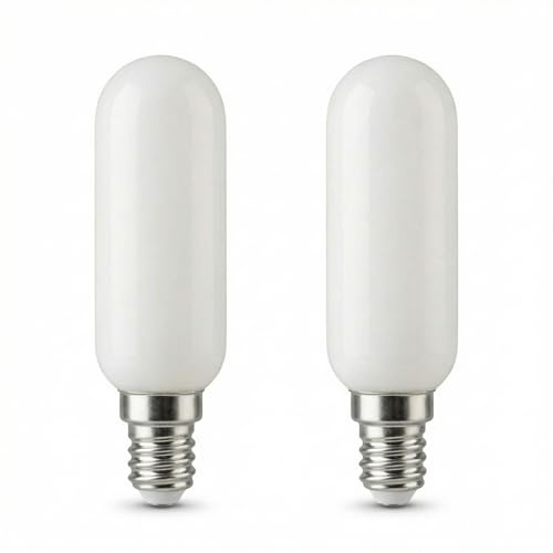 Area illumina - Lampadina LED E14 Tubolare Milky 6W – Dimmerabile – 3000K Luce Calda o 4000K Luce Naturale – Alta Luminosità fino a 989lm – CRI 80 – 25.000 Ore – Confezione 2 Pezzi (Luce Calda 3000K)