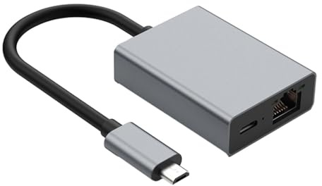 SUIOPPYUW Adattatore Ethernet USB 2 in 1 con velocità di rete elevata e adattatore multi-splitter progettato per l'efficienza lavorativa Hub Ethernet Gigabit con porta di ricarica