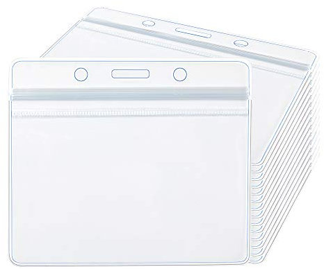 Dadabig 100 Stück Ausweishalter, Transparent Kunststoff Ausweishalter Horizontale Namensschild Abzeichen Wasserdicht Duable ID Kartenhalter Ausweishüllen für Schule Arbeitsplatz Business Ausstellung