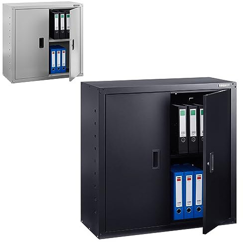 Arebos Aktenschrank Büroschrank Lagerschrank Materialschrank Stahlschrank | Höhenverstellbarer Einlegeboden | 90x90x40cm