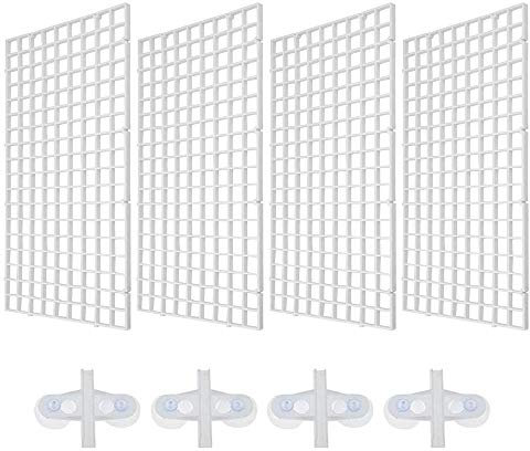 4 Pcs Aquarium Fish Tank Egg Crate, Aquarium Fish Tank Isolation Net Divider Filter Plastic Grid Divider Tray Isolation Board with Sucker Clips (White)