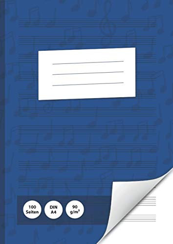 Notenheft A4: Notenlinienheft A4, 100 Seiten Notenblätter blanko, 90 g/m²