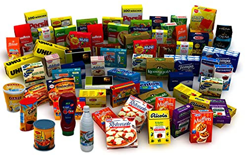 Tanner - Der kleine Kaufmann DEKO Kaufladen Set 65-teilig (Kaufladenzubehör, mit vielen Kaufladenartikeln, ideal für Rollenspiele) 0524.0