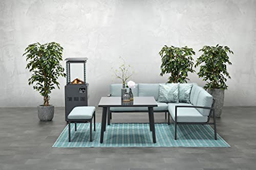 Garden Impressions Hohe Dining Aluminium Lounge Wellington Carbon/Mintgrau, Inklusive XL Bank und Wasserabweisender Kissen