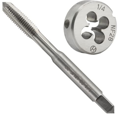 Aceteel 1/10.2 cm-28 UNF HSS Gewindeschneider-Set, 1/4 x 28 UNF Maschinengewindebohrer und Rundgewindebohrer Rechtshänder