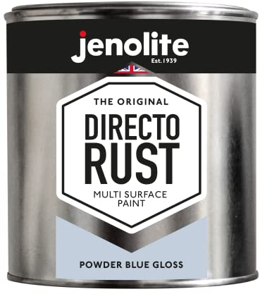 JENOLITE Directorust Powder Blue Gloss - Multi Surface Paint - For Use On Wood, Metal, Plastic, Ceramic & Rusted Surfaces - 1 Litre (RAL 240 80 10)