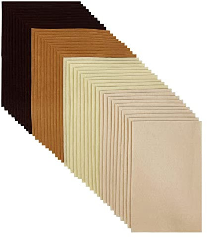 Farbige Filz, 1,4 mm Stark Filzstoff, 20 x 30 cm Weicher Bastelfilz zum Basteln, 40 Stück Filzblätter für Handarbeit DIY-Nähprojekt (braune Serie)