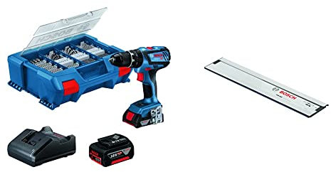 Bosch Professional 18V System Perceuse-Visseuse à Percussion sans-fil GSB 18V-28 & rail de guidage FSN 1100 (longueur 110 cm, compatible avec les scies circulaires GKS, scies plongeantes GKT)
