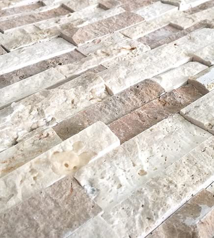 Rivestimento in pietra naturale per parete decorativa, travertino mix