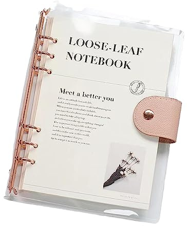 A5/A6/B5, einfaches PVC-transparentes Ringbuch, manuelles Buch mit Kernersatz, horizontale Linie, Innenseite, herausnehmbares Notizbuch für Büro, Schulbedarf, A5-Ringbuch, Roségold