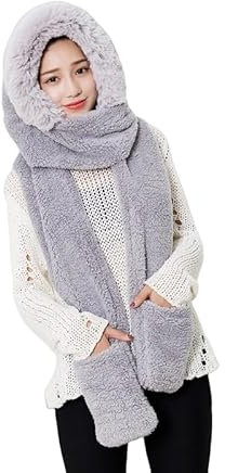 Volicph 3 in 1 Mütze Schal Handschuhe Sets für Damen Dicke Plüsch Hut Set für Damen Mädchen Hut Handschuhe Schal Set