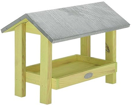 Rivanto® Bodenfuttertisch mit Metalldach, Futterstation für Nüsse, Futtermischungen, Kerne