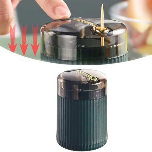 EHOTER Automatischer Zahnstocherspender Tragbare Pop-Up-Zahnstocherspender Zahnstocherbox Kreative Zahnstocherhalter Speicher für Heim, Tabelle, Restaurant, Küche (Dunkelgrün)