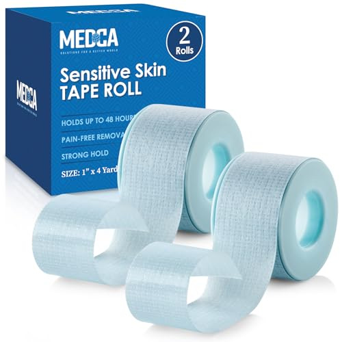 MEDca Klebebandrolle für empfindliche Haut mit geringem Trauma, 1 Zoll x 4 Yards, Packung mit 2 Rollen