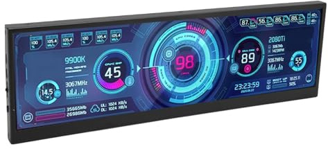 12.6 Inch Computer Temperature Touch Screen, Auxiliary Monitoring Display for PC CPU GPU