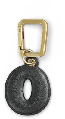 UNTAGS - Charm Buchstabe O - Material mit Ledereffekt - Inklusive Goldener Metallschnalle - Schwarz