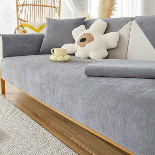 BohrenCL Chenille Sofabezug, Wasserdicht Sofa Überzug, Sofaschoner rutschfest, Couchbezug l Form, Non Slip Sofa Cover, Sofaschutz Couchschoner Katze/Hunde
