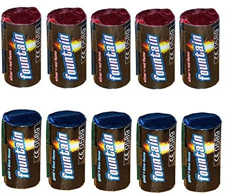 h2i Mini Vulkan | 10 Stück | Party Spaß für Klein & Groß I Kinder & Jugendfeuerwerk | 2-Fach Sortiert | mit Silber-rotem und Gold-blauem Funkenregen | Ganzjahresfeuerwerk | Kat. F1