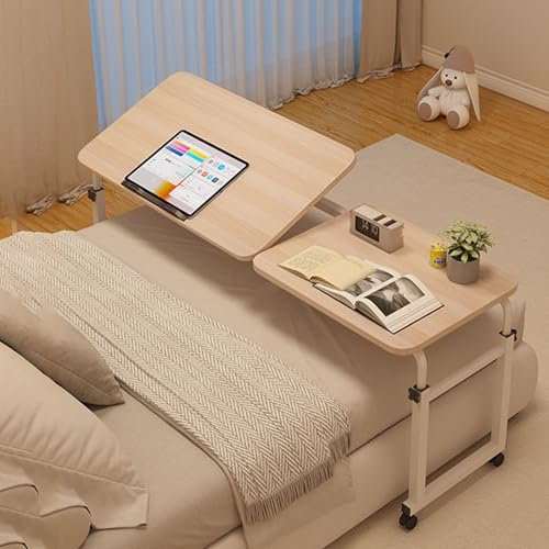 Rollender Betttisch, Überbetttisch Mit Höhenverstellbaren Rädern, Großer Bettschreibtisch, Winkelverstellbare Tischplatte, Computertisch-Steharbeitsplatz, Perfekt for Essen Und Arbeiten Im Bett (Colo
