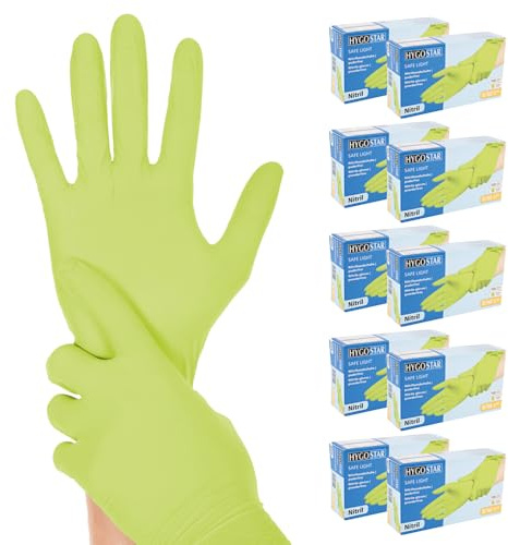 FRANZ MENSCH Hygostar Nitrilhandschuhe Safe Light | puderfrei, grün, 10/XL, 24cm, Karton, 1000 Stück, Einweghandschuhe, Einmalhandschuhe