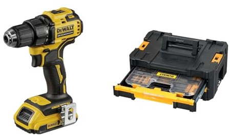 DEWALT - Perceuse Visseuse Compact Brushless XR 18V Li-Ion 2 Ah - DCD708D2T-QW & Coffret de 100 Accessoires compatible T-Stak DEWALT DT71569-QZ