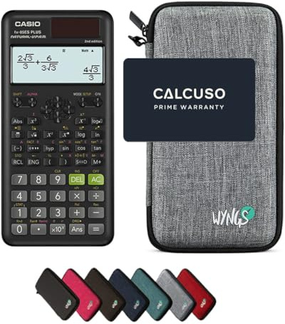 Casio fx-85ES Plus 2nd Edition inkl. WYNGS Schutztasche Hellgrau - Wissenschaftlicher Taschenrechner - Basic Set