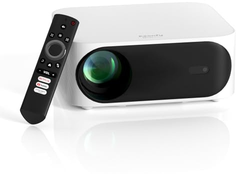 Eeenfy Mini Projector Smart TV with WiFi Bluetooth 600 ANSI, Integrated TV Operating System with Netflix, Electric Focus & Keystone Correction, Dolby Audio, Native 1080P, Ares A1