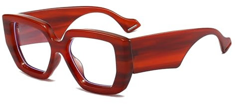 LJCZKA Oversized Square Blue Light Glasses Womens Mens Thick Frame Computer Glasses Anti Eye-Fatigue for Reading, Texting & Gaming