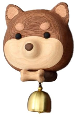 Türklingel Messing Türklingel Holzglocke Dekorative Holzglocke Hundeglocke mit Glocke A - Lustige Holzglocke Türglocke für Ladengeschäfte, Gastglocke