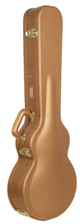 Crossrock Designer Series - Holzetui für Les Paul E-Gitarre - Sicherheitsschloss, Metallfüße, Stauraum- Luxus Gold(CRW520LLG)