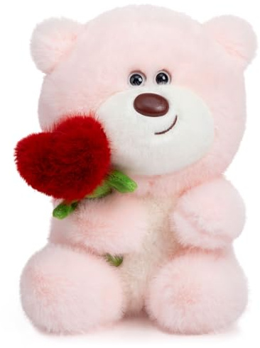 BEJOY Teddybär Plüsch-Bär Teddy mit Herz Rose, Plüschtiere Liebe Valentinstag Bär, Stofftier Spielzeug Plüschtier Kuscheltier Geschenke für Freundin Kinder Geburtstag, Valentinstag(Rosa,28cm)