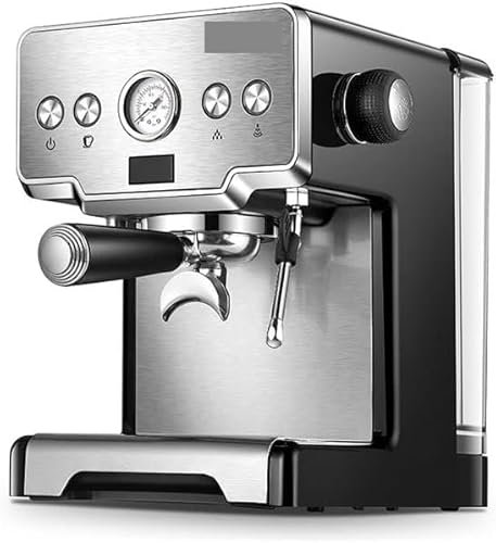 Machines à café encastrables Machine à café Machine à Expresso Semi-Automatique Cafetière à Entonnoir à Double Tasse avec Cylindre de Fleur à Tirer Manuel en Anglais