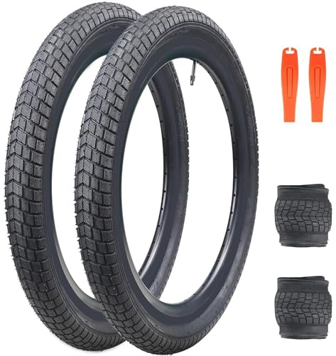 ZUKKA Pack de 2 neumáticos de bicicleta 20 x 2,125 plegables para niños, neumáticos de repuesto plegables adecuados para bicicletas infantiles, neumáticos BMX, negro