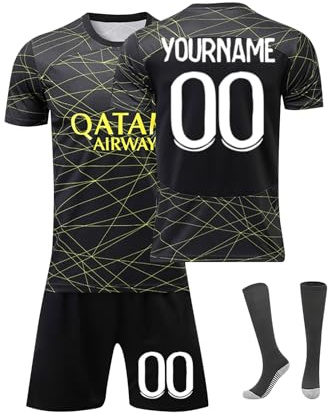 Personalisiertes Fußball Trikots Set 25/24 Hause/Auswärts Fußballtrikot Strips Fussball Trainingsanzug Sportshirt Junge Football Training Tshirts Shorts und Socken Anzug mit DIY Name Nummer 10