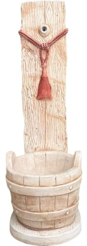 FORTUNATO Fontana Giardino Calcestruzzo Cemento Senza Rubinetto 29x36xH.89cm Manufatto Modello Corda Marrone Similcotto