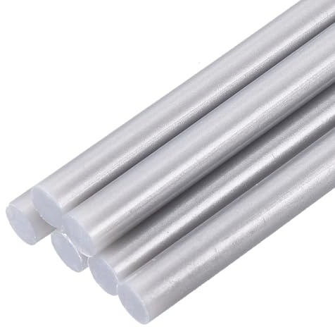 QUARKZMAN 6 Stück Heißklebestifte 7mm x 200mm Mini Heißklebesticks Heißklebepistole Heißkleber Klebestifte Heißklebestäbchen für Reparieren Kunst Dekorieren DIY Handwerk Metallic Silber