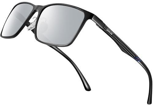 Bircenpro klassische Sonnenbrille für Herren Polarisiert: UV Schutz Modische Sonnenbrille zum Fahren und Angeln mit Al-Mg-Rahmen